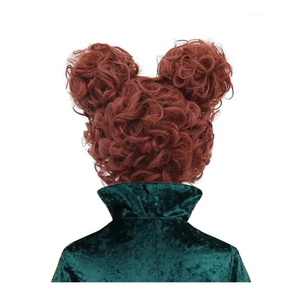 Women's Red Brown Short Curly Buns Halloween Costume Classic 9 X 6 X 1.7 Inches